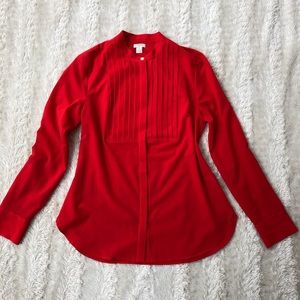 J Crew sz S red tuxedo style button you blouse